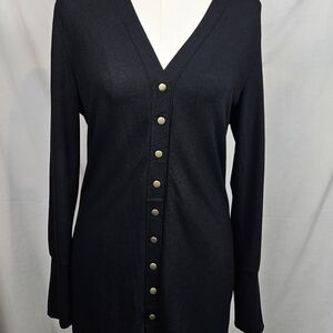Halife Blk Long Cardigan M Snap Button Whimsigoth Witchy Fairygoth Dark Romantic
